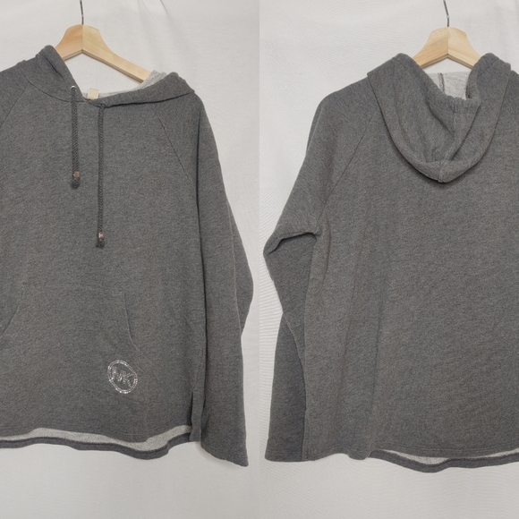 Michael Michael Kors Gray Cotton Terry Hooded Pullover‎ Sweatshirt Large L Bling - Picture 1 of 8